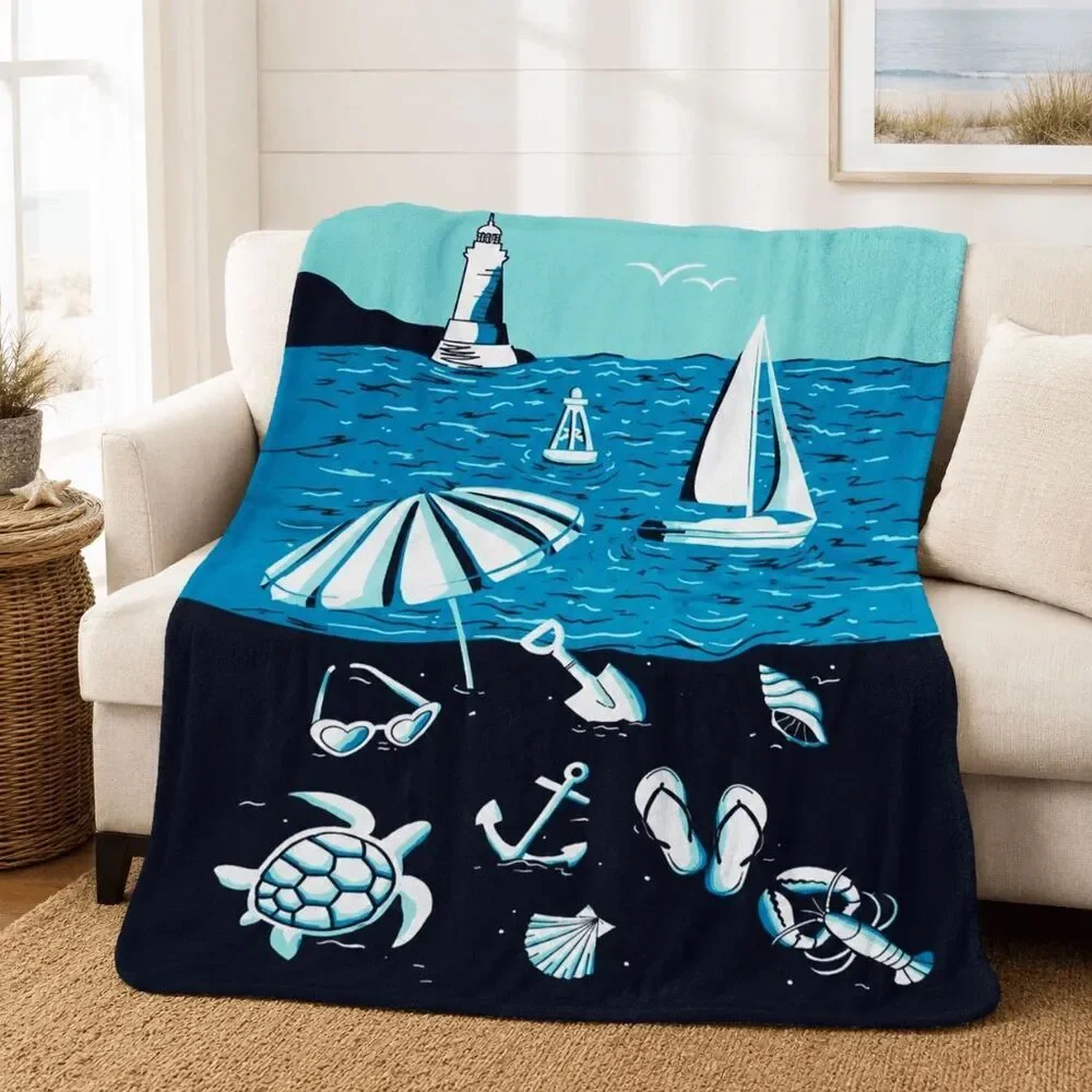 VERA BRADLEY Throw Blanket SHORE ENOUGH 80 X 50 Super Soft NWT. Sealed